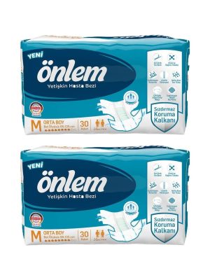 Önlem Yetişkin Hasta Bezi Bel Bantlı Medium M 80 - 120 Cm 30 Lu x 2 Adet