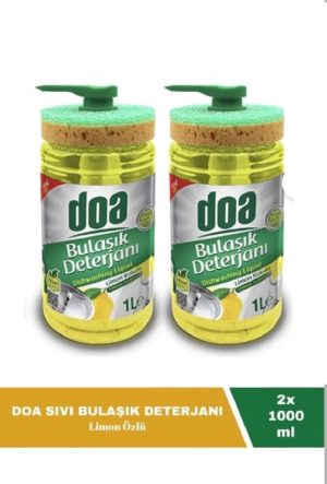 Doa Sıvı Bulaşık Deterjanı Limon Kokulu 1 Lt Süngerli x 2 Adet