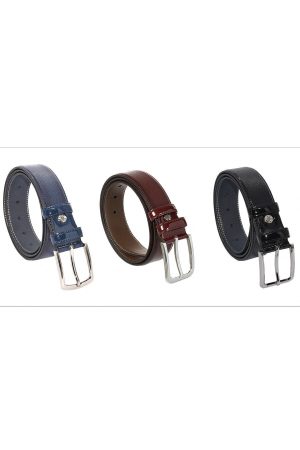 Erkek Çok Renkli Klasik Suni Deri Desenli Rugan Kemer - 80v 3 Adet X 3.5 cm