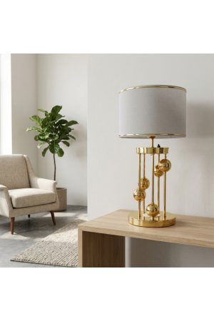 VENÜS ARCTURUS GOLD SİLİNDİR ABAJUR AÇIK GRİ GOLD ŞERİTLİ BAŞLIK