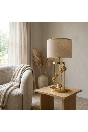 VENÜS ARCTURUS GOLD SİLİNDİR ABAJUR KETEN GOLD ŞERİTLİ BAŞLIK