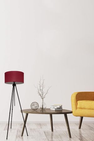 Silindir Başlıklı Bordo Metal Lambader
