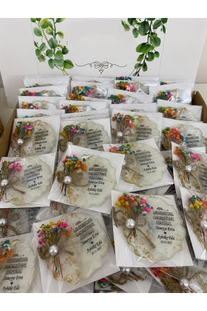 Çiçekli Epoksi Magnet Paketli Nikah, Söz, Nişan Hediyelik - 25 Adet