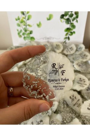 Epoksi Magnet Simli Paketli Nikah, Söz, Nişan Hediyelik - 25 Adet