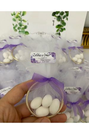Halka Nikah Şekeri Fıstık Şekerli Söz, Nişan Hediyelik - 25 Adet