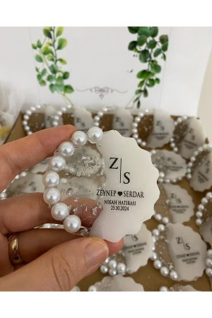 İncili Epoksi Magnet Paketli Nikah, Söz, Nişan Hediyelik - 25 Adet
