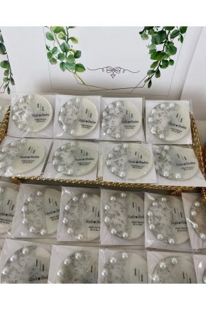 İncili Epoksi Magnet Paketli Nikah, Söz, Nişan Hediyelik - 50 Adet