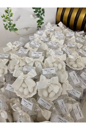 İstiridye Fıstık Şekerli Nikah, Söz, Nişan Hediyelik - 50 Adet