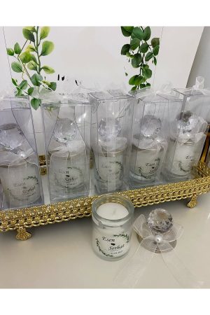Kristal Kapaklı Mum Cam Nikah, Söz, Nişan Hediyelik - 25 Adet