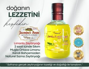 Limonlu Zeytinyağı - Gerçek Limon -0,3 asit - Soğuk Sıkım - Erken Hasat 250 ML