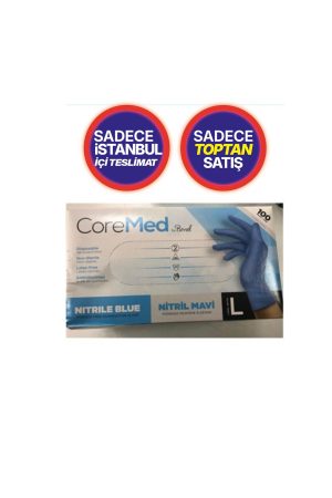 Nitrile Pudrasız Mavi Eldiven L Beden 100'lü