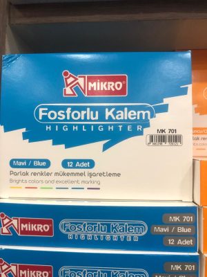 Mikro fosforlu kalem 12 li Mavi