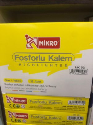 Mikro fosforlu kalem 12 li Sarı