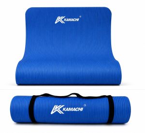Kamachi Mavi 10 mm Pilates Matı Kaymaz Yüzeyli Fitness Yoga Spor Minderi