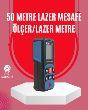 50 Metre Lazer Ölçüm Cihazı Alan ve Mesafe Hesaplama