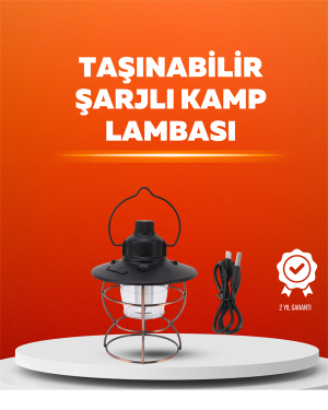 4 Fonksiyonlu Dekoratif Kamp Lambası – Tungsten Ampul, USB Çıkışlı