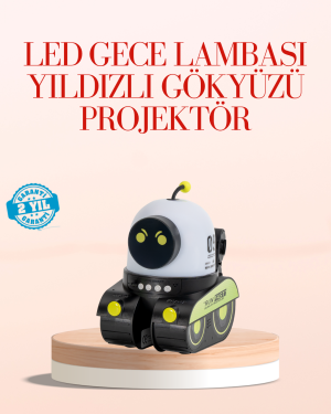 Robot Tasarımlı Bluetooth Hoparlörlü Yıldızlı Gökyüzü Projektör