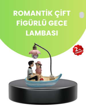 Oturan Çift Figürlü LED Masa Lambası Romantik Hediye