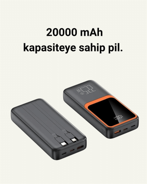 Dijital Ekranlı 20.000 mAh Powerbank | 22.5W Hızlı Şarj + Çoklu Bağlantı Seçeneği