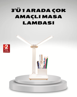 Kısılabilir LED Masa Lambası – Kalemlik ve Telefon Standlı, Göz Yormayan Işık