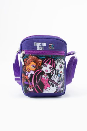 Mor Monster High Draculaura Çocuk Omuz Çantası – 3 Bölmeli – Su Geçirmez Kumaş (21×16×6 cm)