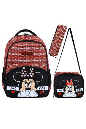 Minnie Mouse 3'lü Set Ilkokul Çantası, Termal Beslenme Çantası Ve Kalem Kutusu Seti