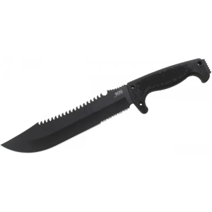 Sog F03t Kamp Tırtıklı Testereli Outdoor Pala / Bıçak 39 Cm - Kauçuk Saplı