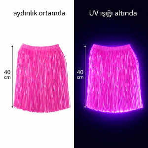 Neon Pembe Hawaii Parti Eteği 40 Cm