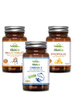 Omega 3, Propolis Ve Multivitamin Tablet, 3'lü Süper Set, Bağışıklığa Güçlü Formül