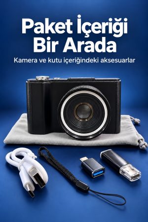 3 İnç Ekranlı Vlog Kamerası Type C Şarjlı Dijital Fotoğraf Makinesi