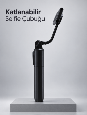 Uzaktan Fotoğraf Çekimi İçin Döndürülebilir Telefon Tutuculu Selfie Çubuğu