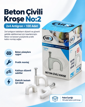 Beton Çivili Kroşe No:2 (2x4 Antigron) – 100 Adet