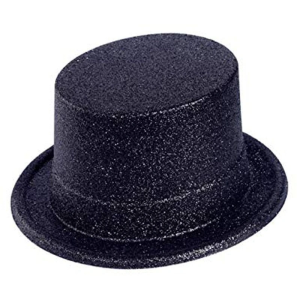 Siyah Simli Glitter Silindir Parti Şapkası