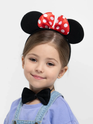 Minnie Mouse Kostüm Seti Taç Kuyruk Papyon Gösteri Seti
