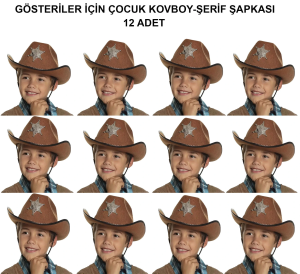 Kovboy Şerif Şapkası Kahve 12 Adet - Kostüm, Parti Ve Gösteri Şapkası