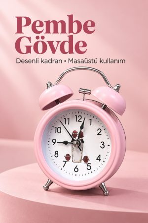 Pilli Çalar Saat Çift Çanlı Klasik Masaüstü Tasarım