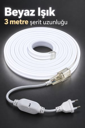 Şerit Aydınlatma 3 Metre Beyaz Gövdeli Kablolu Model