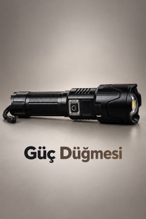 Dijital Göstergeli LED El Feneri Type C Şarjlı Teleskopik Zoom Özellikli