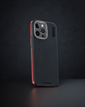 iPhone 15 Pro - Joko Aramid 600d Kevlar Karbon Fiber Magsafe Kılıf - Kırmızı
