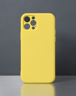 iPhone 12 Pro Max Kılıf Nano İçi Kadife Silikon - Sarı