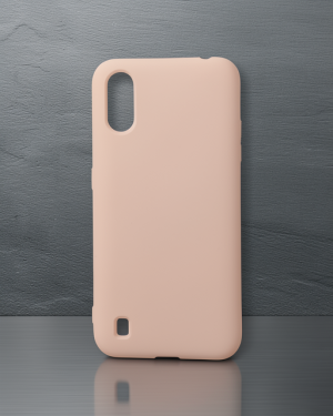 Samsung Galaxy A01 Kılıf Nano İçi Kadife Silikon - Pudra