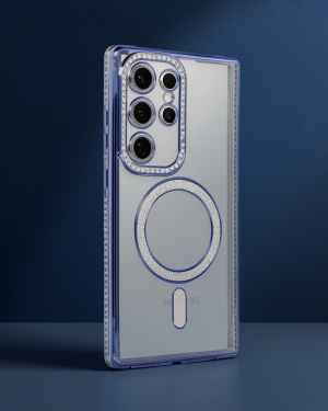 Samsung Galaxy S24 Ultra Kılıf Joke Simli Magneticsafe - Mavi