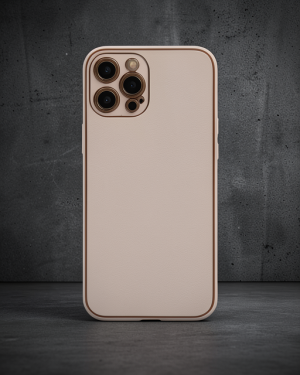 iPhone 12 Pro Max Kılıf Coco Deri Silikon Kapak - Pudra
