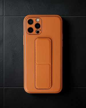 iPhone 12 Pro Kılıf Coco Deri Standlı Kapak - Turuncu