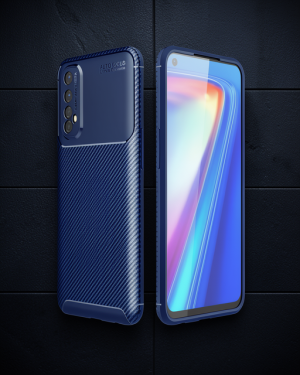 Realme 7 Kılıf Auto Focus Karbon Kapak - Lacivert