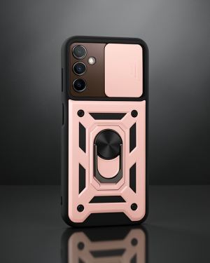 Samsung Galaxy A14 4G Kılıf Pars Lens Yüzüklü Silikon - Rose Gold