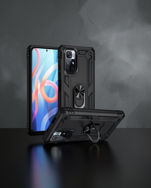 Xiaomi Redmi Note 11T Kılıf Sofya Yüzüklü Silikon - Siyah