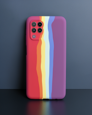 Samsung Galaxy A22 Kılıf Ebruli Lansman Silikon - Kırmızı-mor