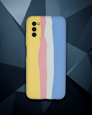 Samsung Galaxy A03S Kılıf Ebruli Lansman Silikon - Sarı Mavi