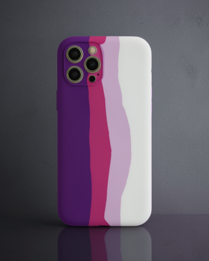 iPhone 12 Pro Max Kılıf Ebruli Lansman Silikon - Mor Beyaz